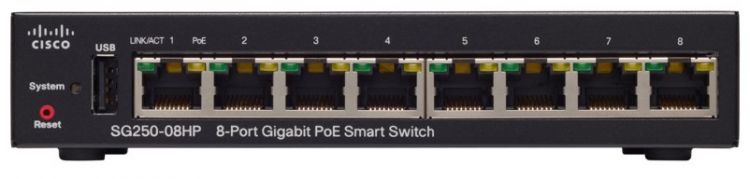  PoE Cisco SB SG250-08HP 8-Port Gigabit PoE Smart Switch (SG250-08HP-K9-EU)