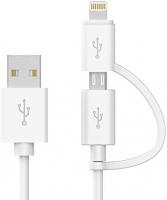 REMAX ZINC Alloy 2  1 (micro USB + iPhone 6/6 Plus) 1m, white (14442)