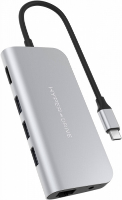  HyperDrive POWER 9 in 1 Hub  USB-C iPad/MacBook Pro/MacBook Air   (HD30F-SILVER)