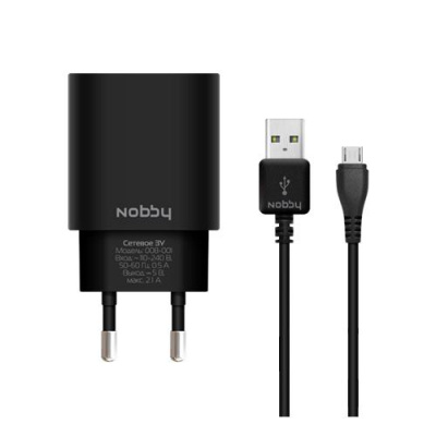    Nobby Comfort, 2USB, 2,1 (1/1) +  microUSB 1,2 ., SoftTouch, , 008-001