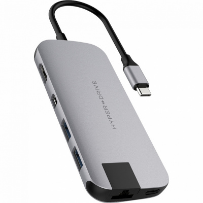 USB- Hyper "HyperDrive SLIM 8-in-1 Hub"  Macbook      Type-C, :   (HD247B-GRAY)