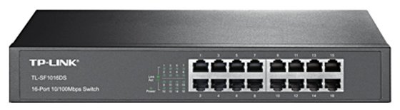 TP-Link TL-SF1016DS ���������� 16-�������� 10/100 ����/�, 16 ������ RJ45 10/100 ����/�, 1U 13-������, �������� ������