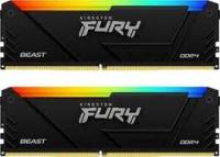 ������ 64Gb Kingston  FURY Beast Black RGB, DDR4, DIMM, PC28800, 3600Mhz,  CL18 (Kit of 2) (KF436C18BB2AK2/64 (retail)