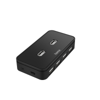 USB-концентратор Hama Active1:7 7 порт. черный, Кабель и блок питания(00200123)