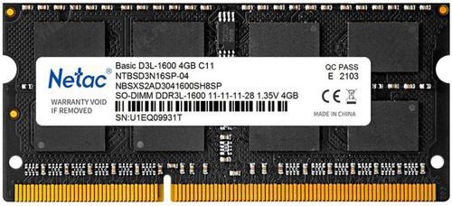 ����������� ������ 4Gb DDR-III 1600MHz Netac SO-DIMM (NTBSD3N16SP-04)