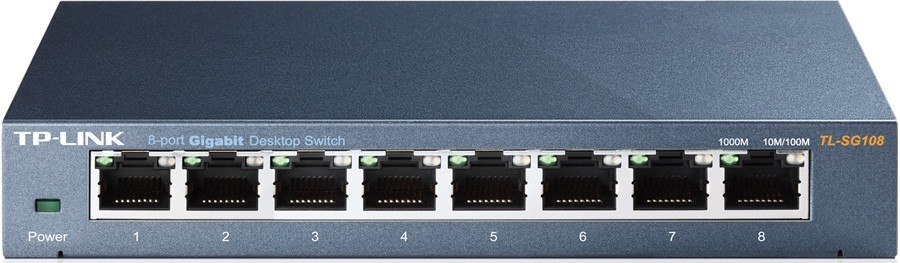 TP-LINK ���������� TL-SG108 ���������� ����������, 8 ������ RJ45 10/100/1000 ����/�, ������������� ������.