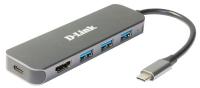Док-станция D-Link DUB-2333/A1A, с разъемом USB Type-C, 3 портами USB 3.0, 1 портом USB Type-C/PD 3.0 и 1 портом HDMI