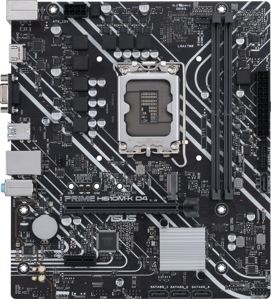   ASUS PRIME H610M-K D4 Socket 1700, Intel H610, 2xDDR4, PCI-E 4.0, 2xUSB 3.2 Gen1, VGA, HDMI, mATX