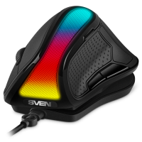 Игровая мышь SVEN RX-G890  вертикальная чёрная (7 кнопок, 10000 dpi, USB, RGB подсветка ) SV-021085