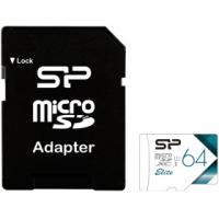   64Gb MicroSD Silicon Power Elite Class 10 + SD  (SP064GBSTXBU1V21SP)