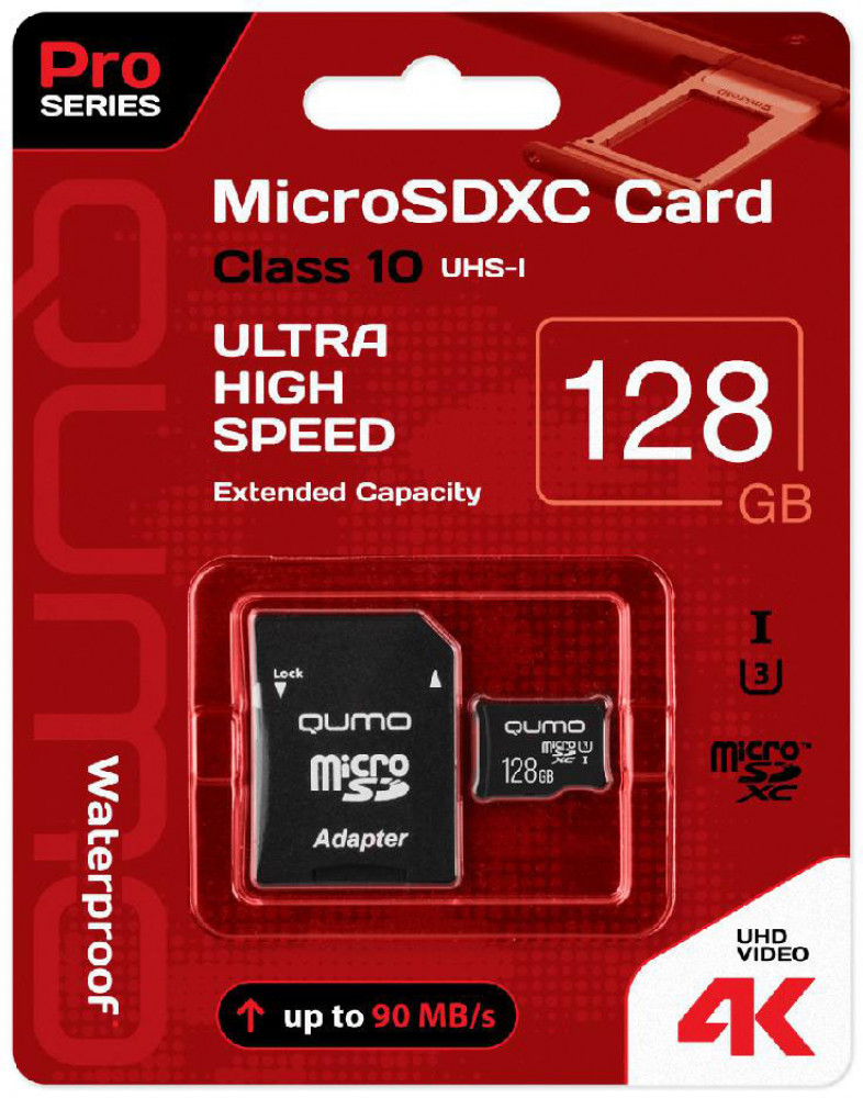   128Gb MicroSD QUMO Class 10 + SD  (QM128GMICSDXC10U3)