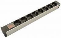 ���� ������� ��� 19" ������ Hyperline SHZ19-8SH-S-IEC, ��������������, 8 ������� Schuko, ����������� � ����������, ��� ������ �������, ������� ������ IEC320 C14 10�, 250�, 482.6x116.0x44.4�� (�����), ������ ��������