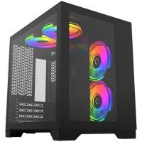 ������ Powercase Vision Micro, Black, Tempered Glass, 4� 120mm 5-color fan, ������, mATX (CVBM-L4)