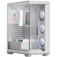 ������ XASTRA Q600 6ARGB-C10-WH White ATX/Aquarium/Screewless/6x120mm ARGB PWM FM fans/Argb+PWM HUB 10port/ Q600-6FM12A-C10-WH