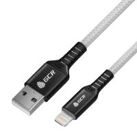 Кабель USB - Lightning Greenconnect GCR-53447,1.2 м, белый нейлон, AL case черный, для iPhone, iPad, Air 