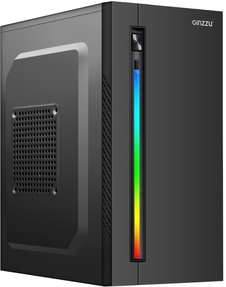 ������ Ginzzu D350 Black mATX, Mini-Tower, ��� ��, ���������, 2xUSB 2.0, Audio