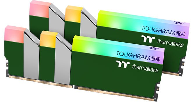 Оперативная память 16Gb DDR4 3600MHz Thermaltake TOUGHRAM RGB (RG28D408GX2-3600C18A) (2x8Gb KIT) 16 Гб, 2 модуля DDR4, 28800 Мб/с, CL18-19-19-39, 1.35 В, XMP профиль, радиатор, подсветка