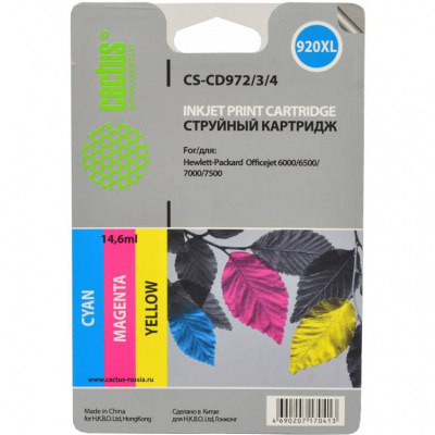 �������� �������� Cactus �S-CD972/3/4 �920XL �������/������/��������� ����� ����. ��� HP DJ 6000/6500/7000/7500