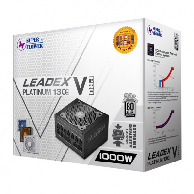 ���� ������� 1000W Super Flower Leadex V Platinum PRO �������� 1000 ��, ATX12V 2.52, �������� PFC, ���������� 120 ��, c��������� 80 PLUS Platinum, �������������� ������ SF-1000F14TP