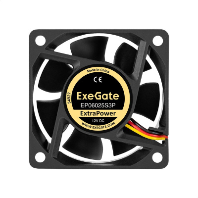 Exegate EX297034RUS ���������� 12� DC ExeGate ExtraPower EP06025S3P (60x60x25 ��, Sleeve bearing (��������� ����������), 3pin, 4500RPM, 31dBA)