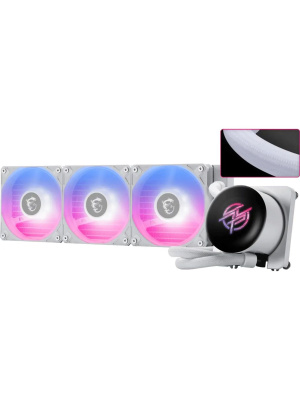 ������� ����������� ���������� MSI MPG CORELIQUID P13 360 (300W, 360mm, LED, White, ARGB/ Fans: 3x120mm, 64.89CFM, 2050RPM/ Pump 20dBA, 3400RPM, Rad thickness 27mm/ S: 1851, 1700, AM5, AM4)
