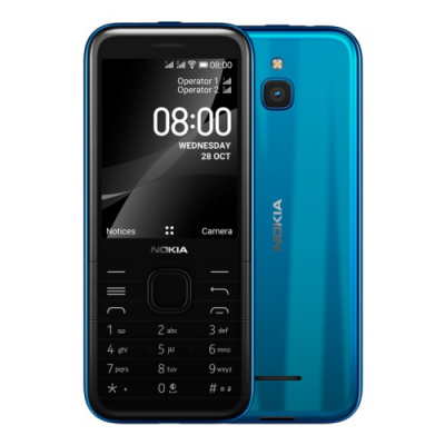   Nokia NOKIA 8000 DS TA-1303 4G BLUE, 2.8'', 1 Core, 512MB + 4MB (ROM/RAM), Micro SD, up to 32GB flash, 2 Sim, LTE + GSM/WCDMA, BT v4.0, GPS, GLONASS, Micro-USB, 1500mAh, 110,2g, 56,5x132,2x12,34