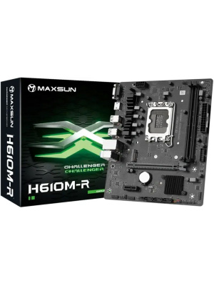 ����������� ����� MAXSUN MS-Challenger H610M-R V2, LGA1700, H610, 2*DDR4, 3*SATA3, 1*M.2, USB 3.2, USB 2.0, 1*PCIEx16, 1*PCIEx1, VGA+HDMI, mATX