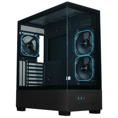 ������ XASTRA Q500 3ARGB-FG-C10-UC Black ATX/Aquarium/Screewless/ 3x120mm ARGB PWM FG fans/Argb+PWM HUB 10port/ Type-C/ Q500-3FG12A-C10-UC