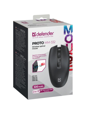 ���� ���������� ������������ DEFENDER Proto MM-332 black (4��,2.4G+BT,500���) (52332)