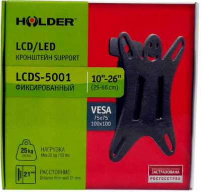 ��������� Holder LCDS-5001 ����������� ��� �� �� 10-26" ��������� �� ����� 2.1�� VESA 100x100 max �� 25 ��