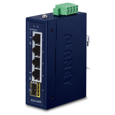 ���������� ������������ ���������� PLANET IGS-510TF 4-Port 10/100/1000T + 1-Port 100/1000X SFP Gigabit Ethernet Switch (-40~75 degrees C, dual 9~48V DC/24V AC)