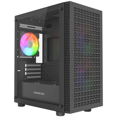������ Powercase Mistral Micro EM18, Tempered Glass, 2x140mm + 1�120mm ARGB PWM fan, ������, mATX  (CMMEM18B-A3)
