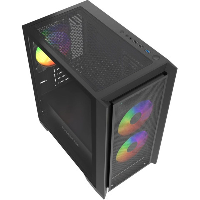 ������ Powercase Alisio Micro Z3B ARGB V2, Tempered Glass, 3x 120mm ARGB fan, ������, mATX  (CAMZB-A3-V2)