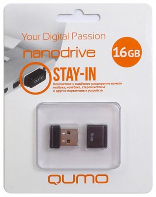 QUMO 16GB USB 2.0 Nano Black, ���� ������� ������