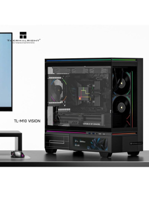 ������ Thermalright M10 Vision FAN4-C, Mini-Tower, TG, LCD, 4x120mm ARGB, 2xUSB-A 3.0, 1xUSB Type-C, mATX, mITX Black