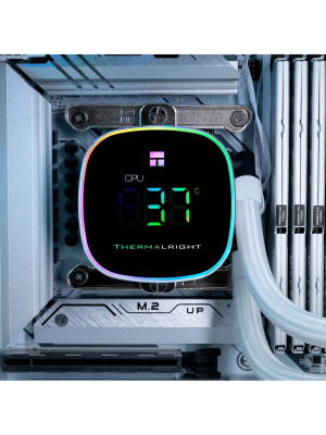 ��� Thermalright Frozen Horizon 240 Digital (240mm, LED temp., White, ARGB/ Fans: 2x120mm, 68.9CFM, 28.2dBA, 2000RPM/ Pump height 53.2mm, Rad thickness 27mm/ S: 1700, 1200, 1851, 115X, AM5, AM4)