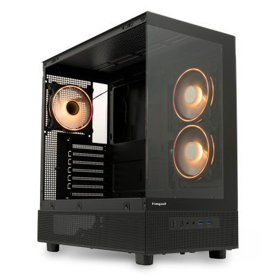 ������ �� ��� ����� ������� HSPD F710, Panoramic Mid Tower, Black, F710-TGBK-ARGB