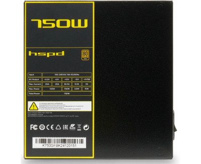 ���� ������� �� HSPD 750W ATX 2.52, 80+ Gold, HST-750GF-BK