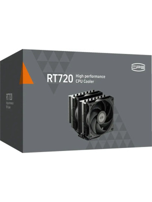 ����� ��� ���������� PCCooler RT720 BK (270W, 4-pin PWM, 153mm, Al/Cu, 7x6mm, 2x120mm, 73.32CFM, 34.9dBA, 2200RPM, S: 1851/1700/1200/115X, AM5/AM4, black)