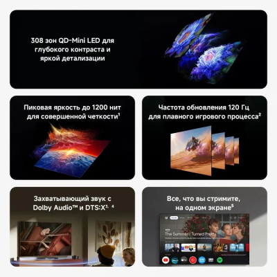 ��������� Xiaomi 55" TV S Mini LED 55 2026 QLED, 4K Ultra HD, ����� ��, Android TV, �����-����� (L55MC-SRU)