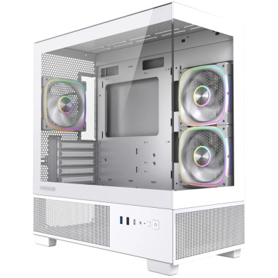 ������ Powercase Vision Micro S4W, Tempered Glass, Type-C, 3x 120mm ARGB PWM Fan, ARGB+PWM HUB, �����, mATX  (CVMMSHW-A3)