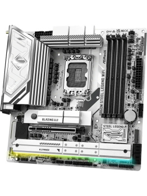 ����������� ����� ASROCK B860M STEEL LEGEND WIFI, LGA1851, B860, 4*DDR5, 4*SATA, 4*M.2, 4*USB 3.2, 2*USB 2.0, Type-C, 2*PCIx16, 1*M.2 (Key E), HDMI+DP, mATX