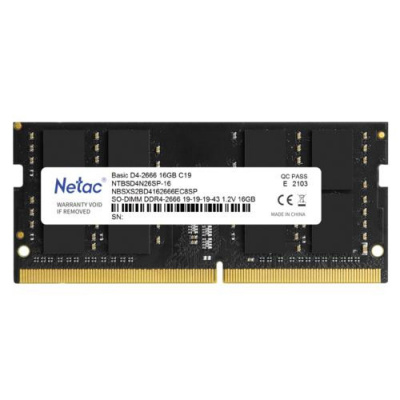   16Gb Netac NTBSD4N26SP-16  SO-DIMM DDR 4, PC21300, 2666Mhz, C19
