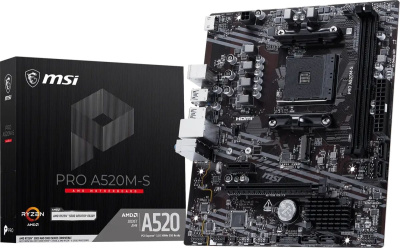 ����������� ����� MSI PRO A520M-S, Socket AM4, AMD A520, mATX, Ret