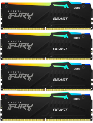 ������ �����������/ Kingston 128GB 5200MT/s DDR5 CL40 DIMM (Kit of 4) FURY Beast RGB XMP (KF552C40BBAK4-128)