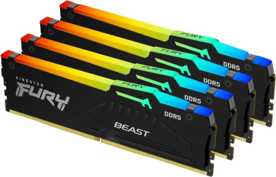 ������ �����������/ Kingston 128GB 5200MT/s DDR5 CL40 DIMM (Kit of 4) FURY Beast RGB XMP (KF552C40BBAK4-128)