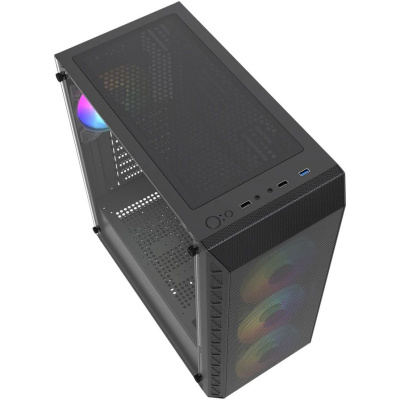 ������ Powercase Mistral S4B ARGB, Tempered Glass, 4x 120mm ARGB PWM Fans, ������, ATX  (CMSB-A4)