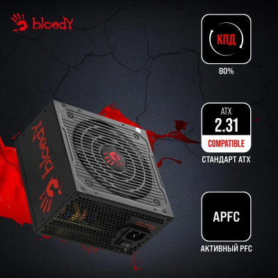 ���� ������� Bloody ATX 500W BD-PS500W 80 PLUS WHITE (20+4pin) APFC 120mm fan 6xSATA RTL
