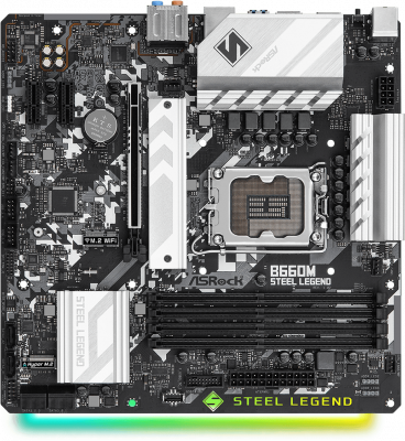   ASRock B660M Steel Legend Socket 1700, Intel B660, 4xDDR4, PCI-E 5.0, 2500 /, 4xUSB 3.2 Gen1, HDMI, DisplayPort, , mATX