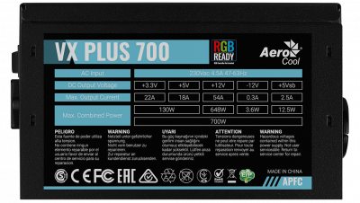 Aerocool VX-700 PLUS RGB 700W  PFC,  120x120 , 